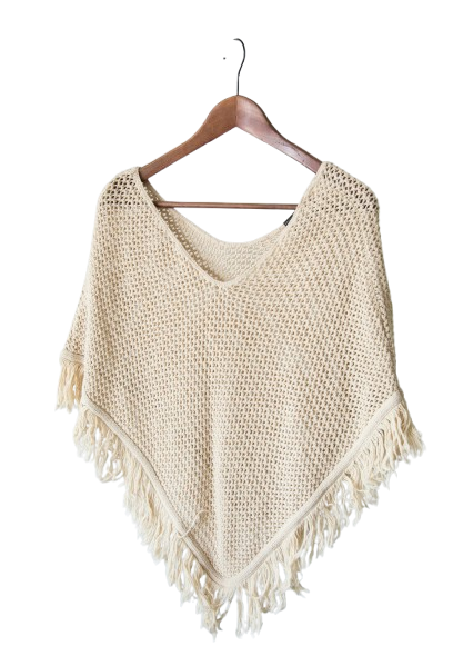 Poncho maille crème — look cocooning